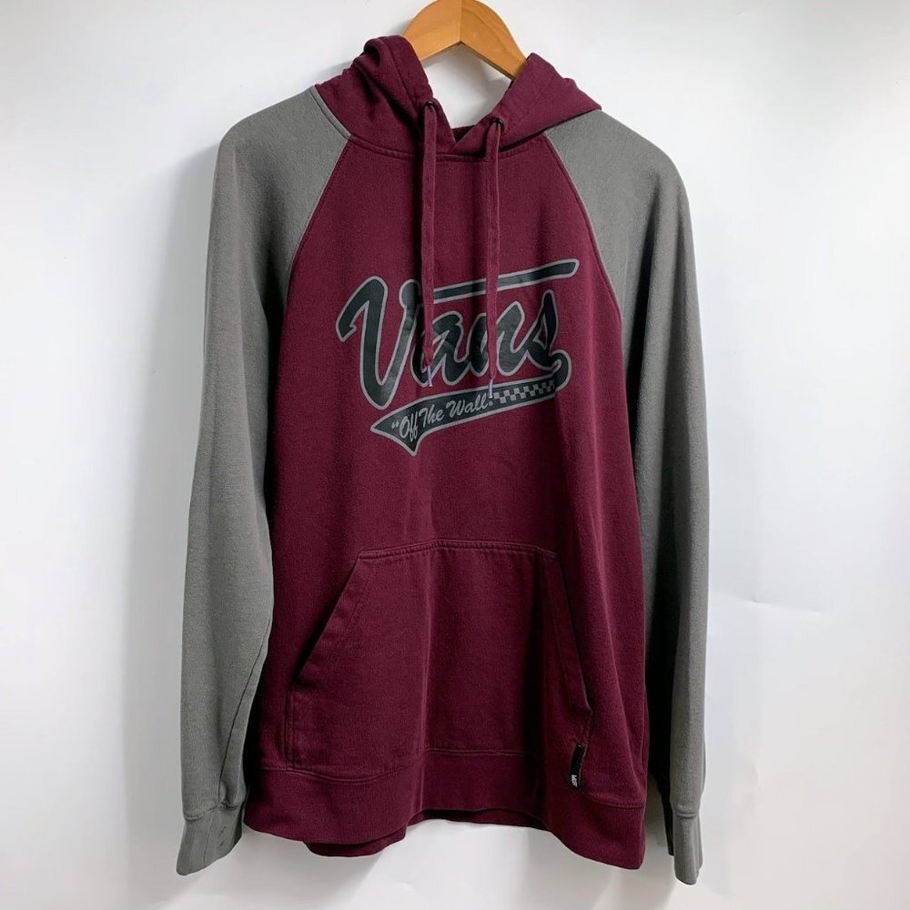Van's Men's Colorblock Logo Cotton Pullover Long Sleeve Hoodie Sweatshirt Size L